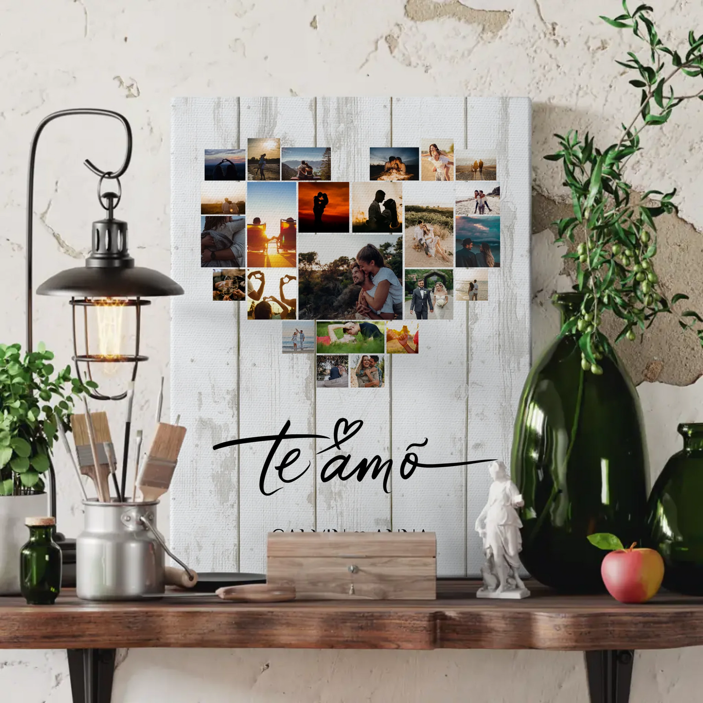 Paar Fotoleinwand Fotocollage Te Amo personalisiertes Geschenk