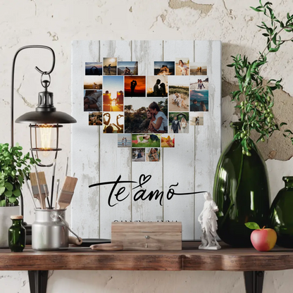 Paar Fotoleinwand Fotocollage Te Amo personalisiertes Geschenk