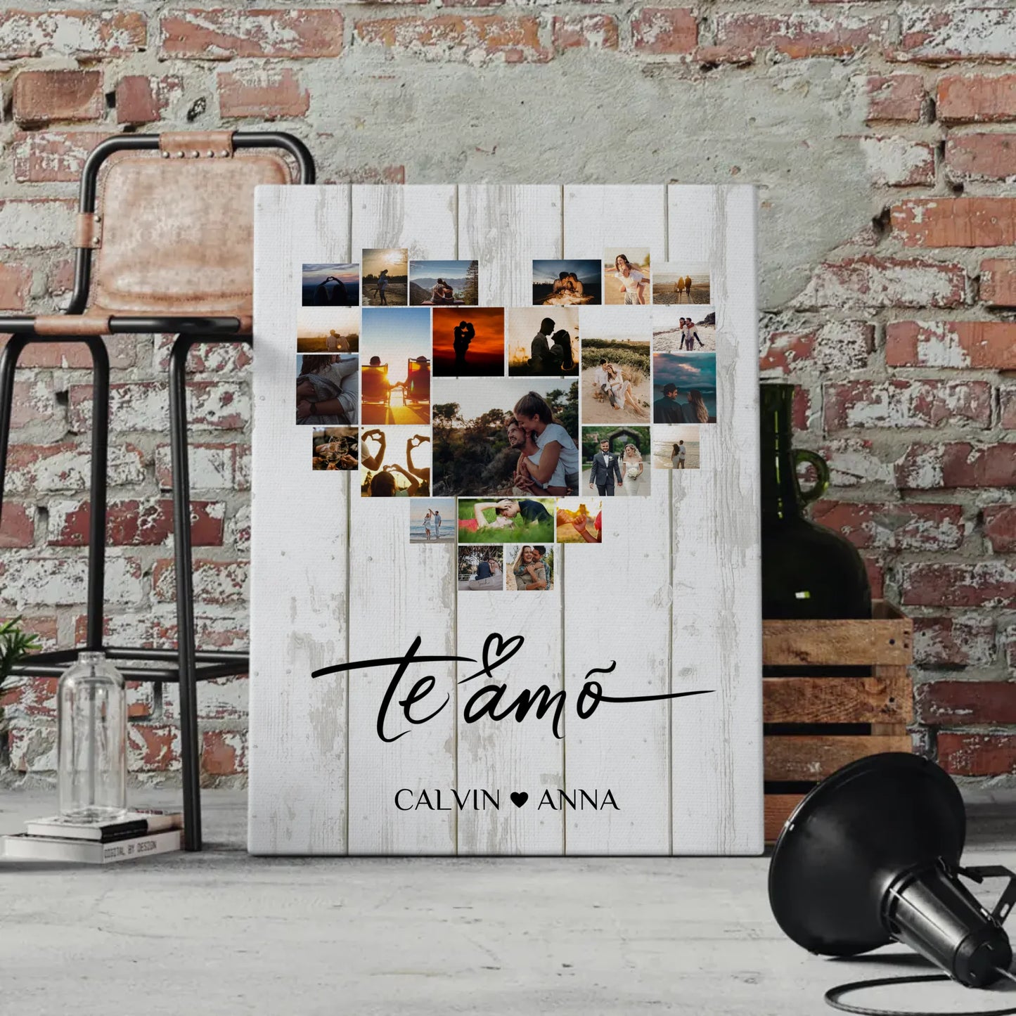 Paar Fotoleinwand Fotocollage Te Amo personalisiertes Geschenk