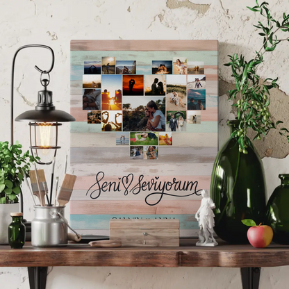 Personalisierte Fotoleinwand Liebe Fotocollage Seni Seviyorum