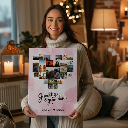 Valentinstag Leinwand Fotocollage Gesucht & Gefunden Geschenk
