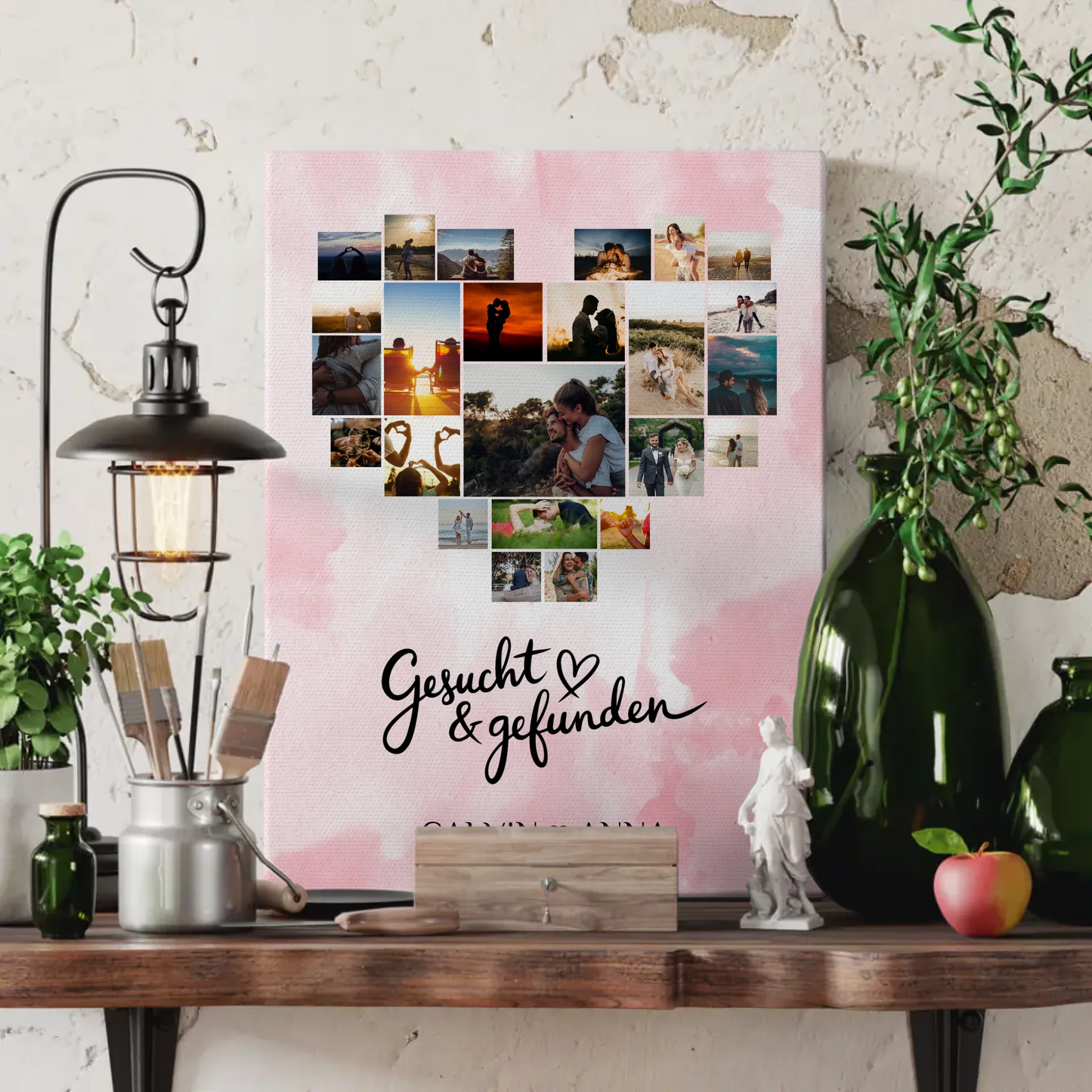 Valentinstag Leinwand Fotocollage Gesucht & Gefunden Geschenk