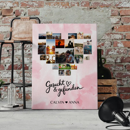 Valentinstag Leinwand Fotocollage Gesucht & Gefunden Geschenk
