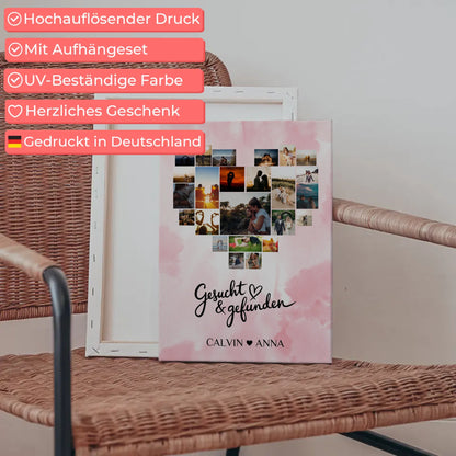Valentinstag Leinwand Fotocollage Gesucht & Gefunden Geschenk