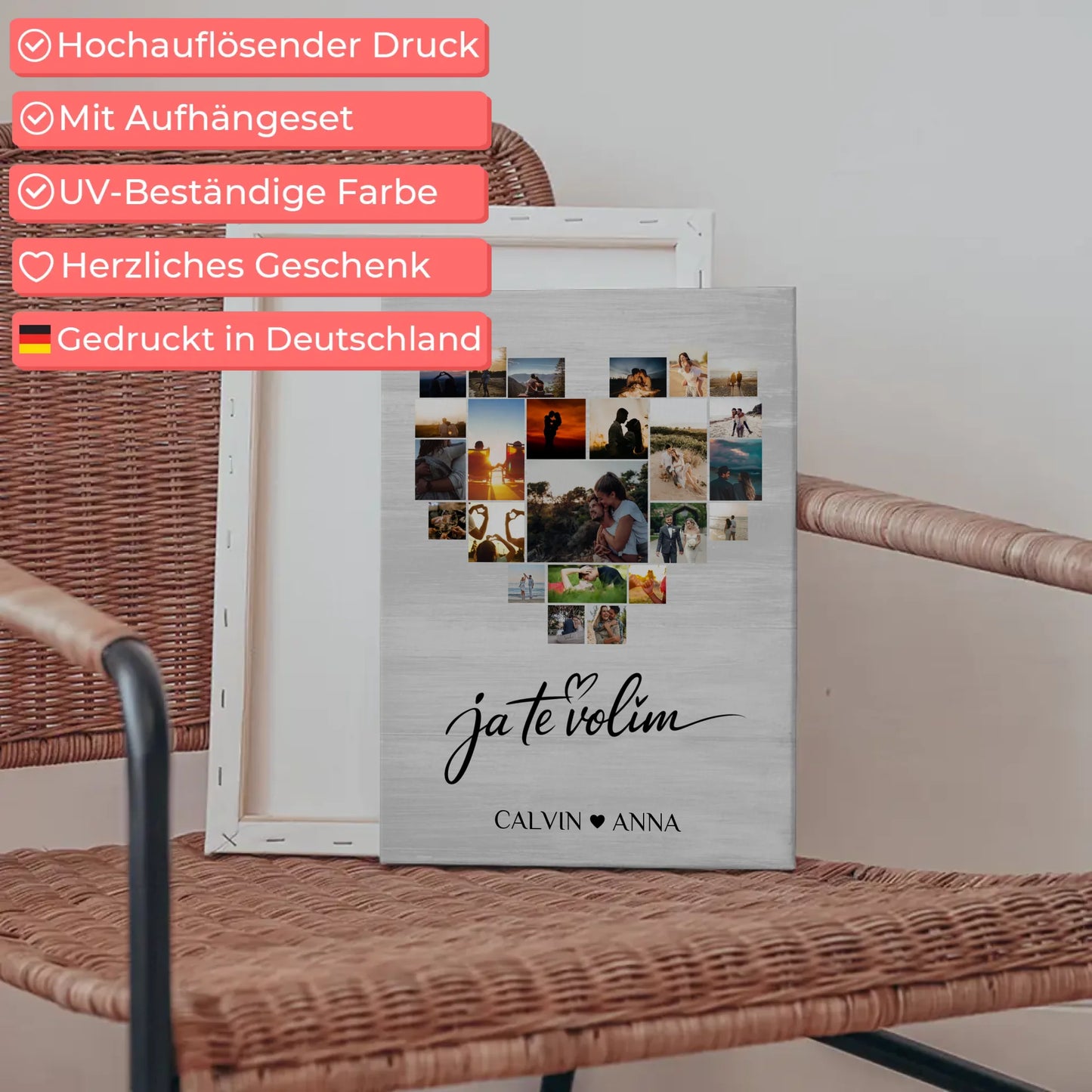 Personalisierte Fotoleinwand Fotocollage Ja Te Volim Geschenke