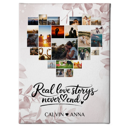 Personalisierte Fotoleinwand Liebe Fotocollage Real Love Storys never end