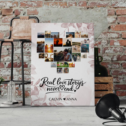 Personalisierte Fotoleinwand Liebe Fotocollage Real Love Storys never end