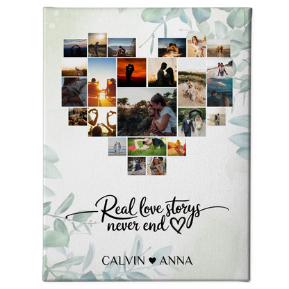 Valentinstag Leinwand Fotocollage Real Love Storys Never End