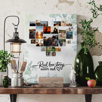 Valentinstag Leinwand Fotocollage Real Love Storys Never End