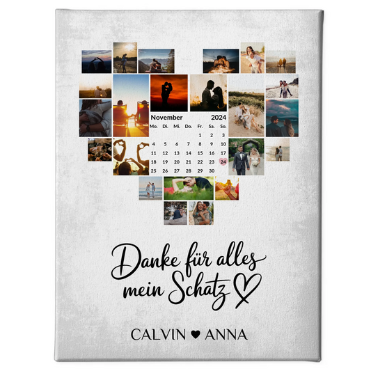 Personalisierte Fotoleinwand Fotocollage Danke Für Alles Mein Schatz