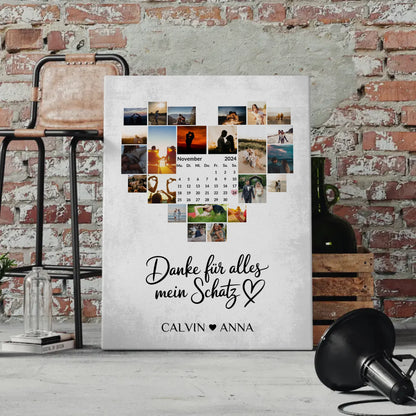 Personalisierte Fotoleinwand Fotocollage Danke Für Alles Mein Schatz