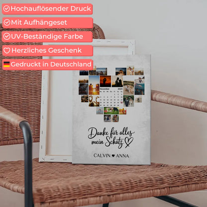 Personalisierte Fotoleinwand Fotocollage Danke Für Alles Mein Schatz