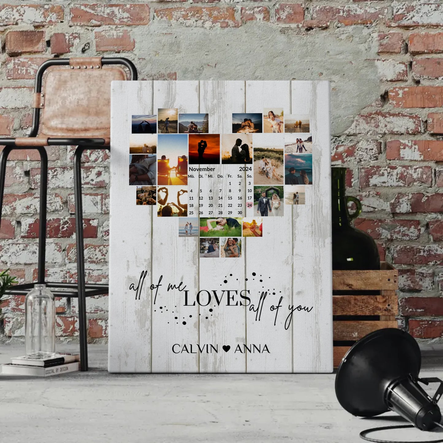 Personalisierte Fotoleinwand Liebe Fotocollage All Of Me Loves You