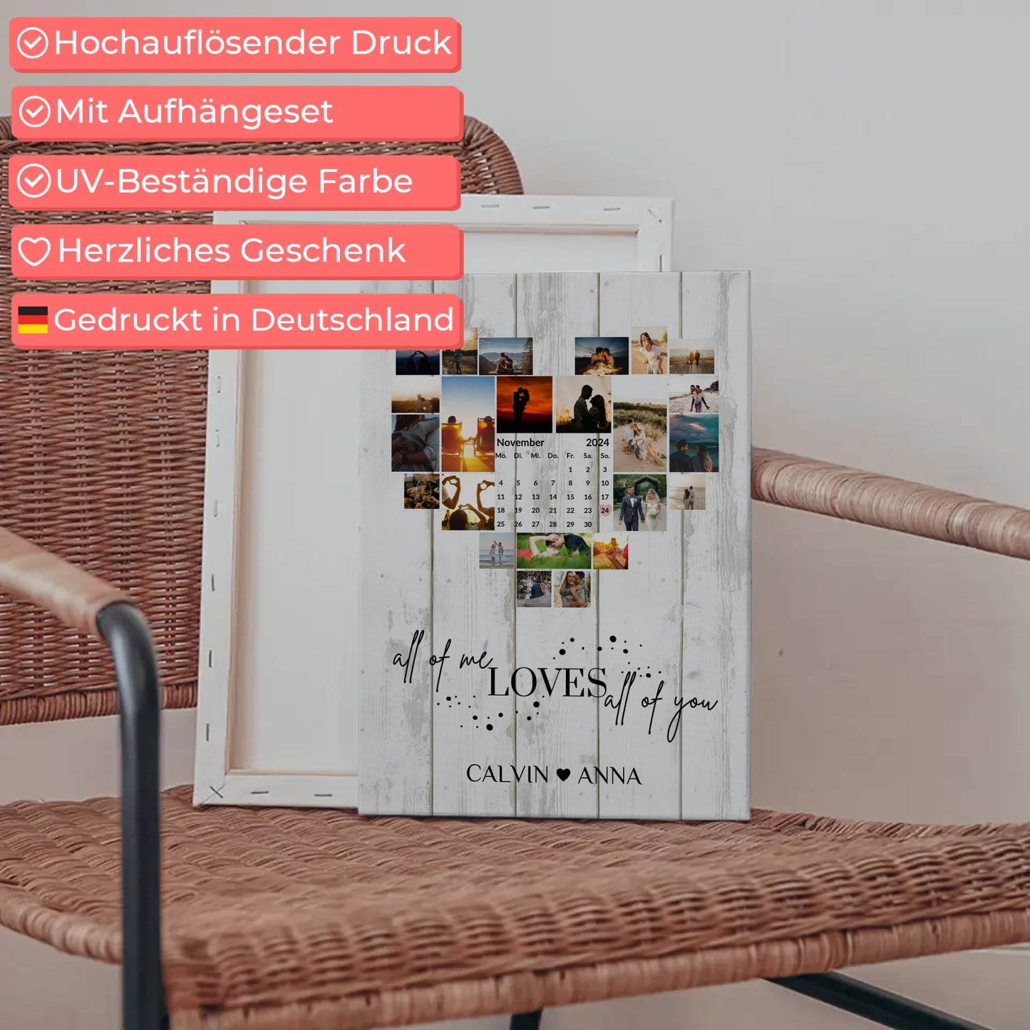 Personalisierte Fotoleinwand Liebe Fotocollage All Of Me Loves You