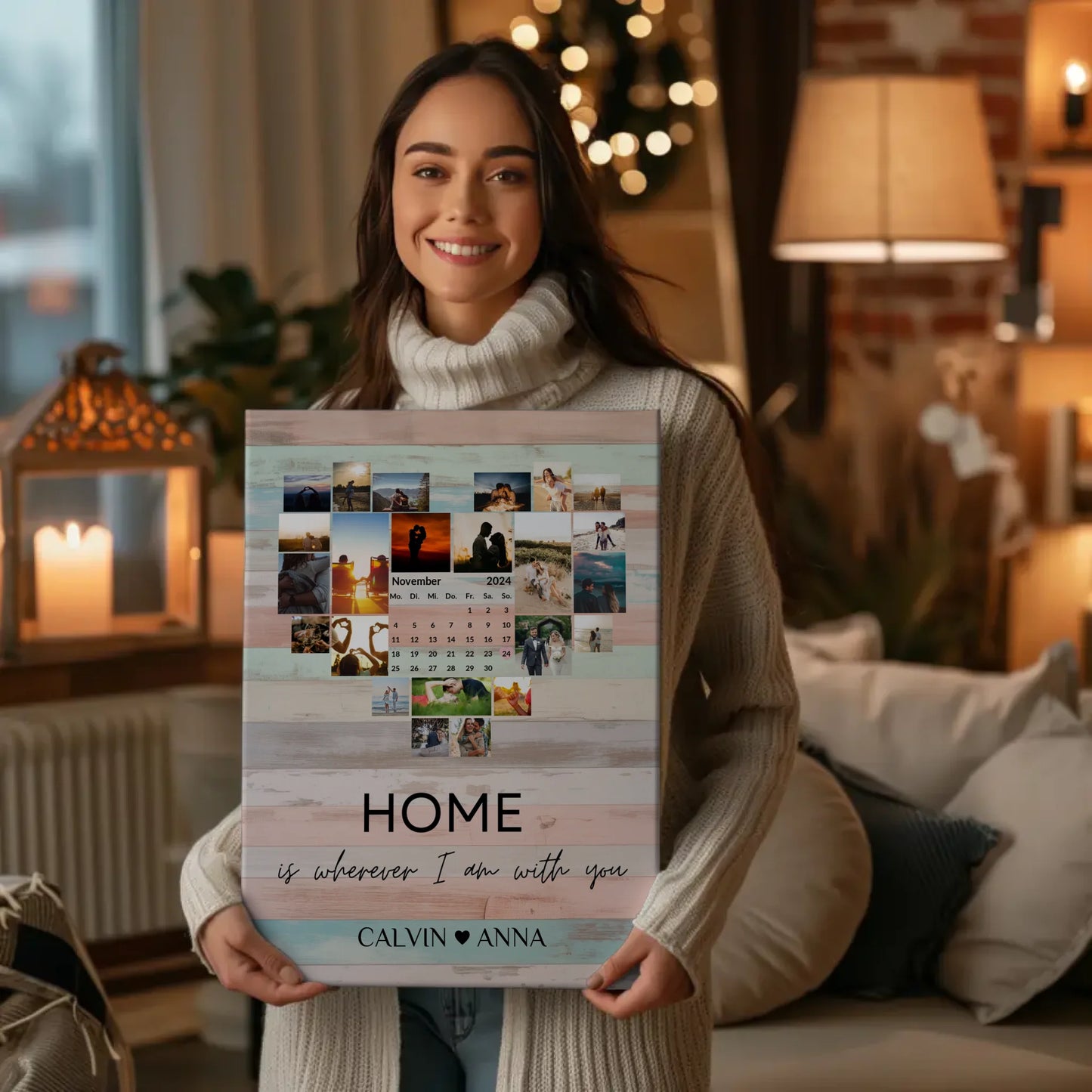 Leinwand Paare Fotocollage Home Is Wherever I Am With You