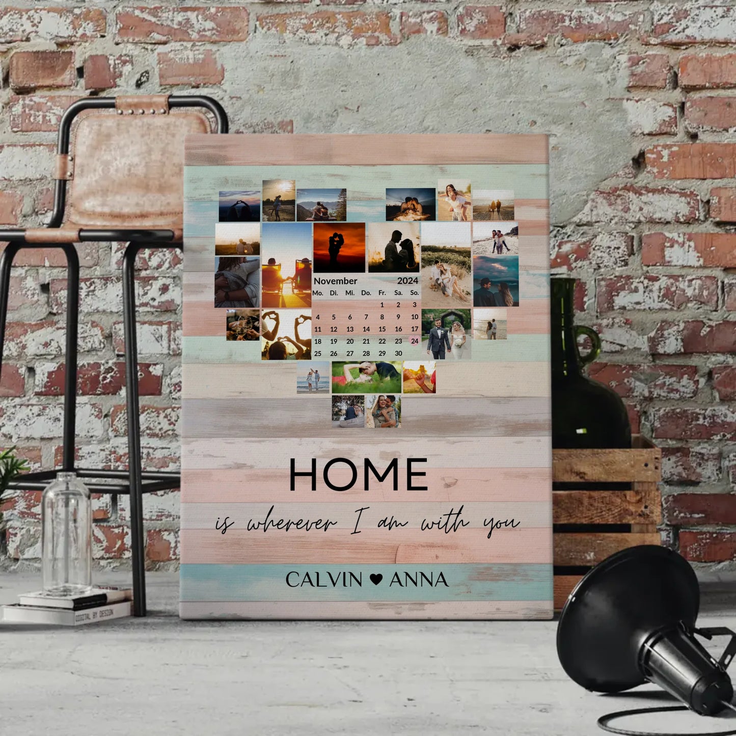 Leinwand Paare Fotocollage Home Is Wherever I Am With You