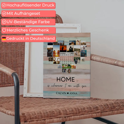 Leinwand Paare Fotocollage Home Is Wherever I Am With You