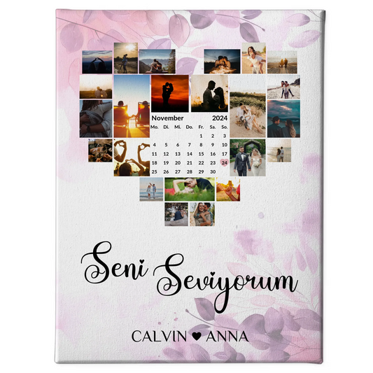 Valentinstag Leinwand Fotocollage Seni Seviyorum Geschenk
