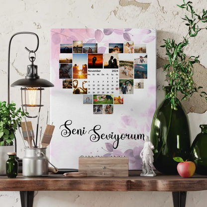 Valentinstag Leinwand Fotocollage Seni Seviyorum Geschenk