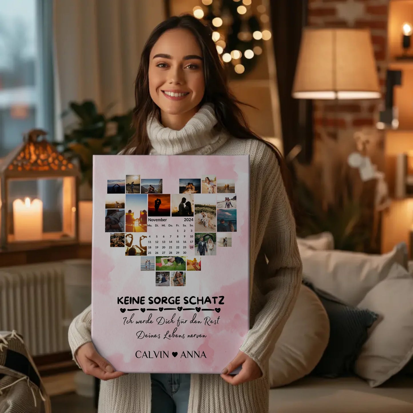 Leinwand Liebe Fotocollage Keine Sorge Schatz Ewig Nerven