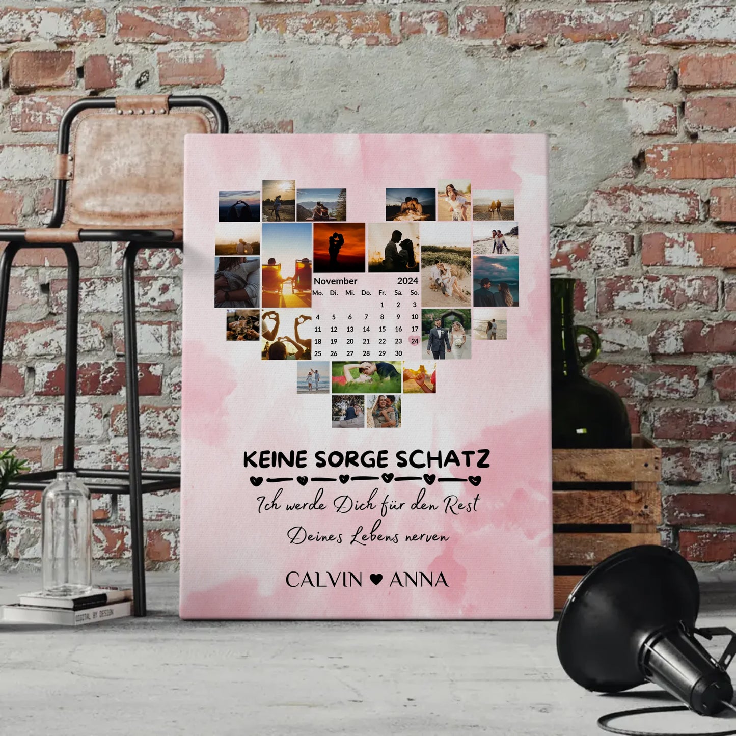 Leinwand Liebe Fotocollage Keine Sorge Schatz Ewig Nerven