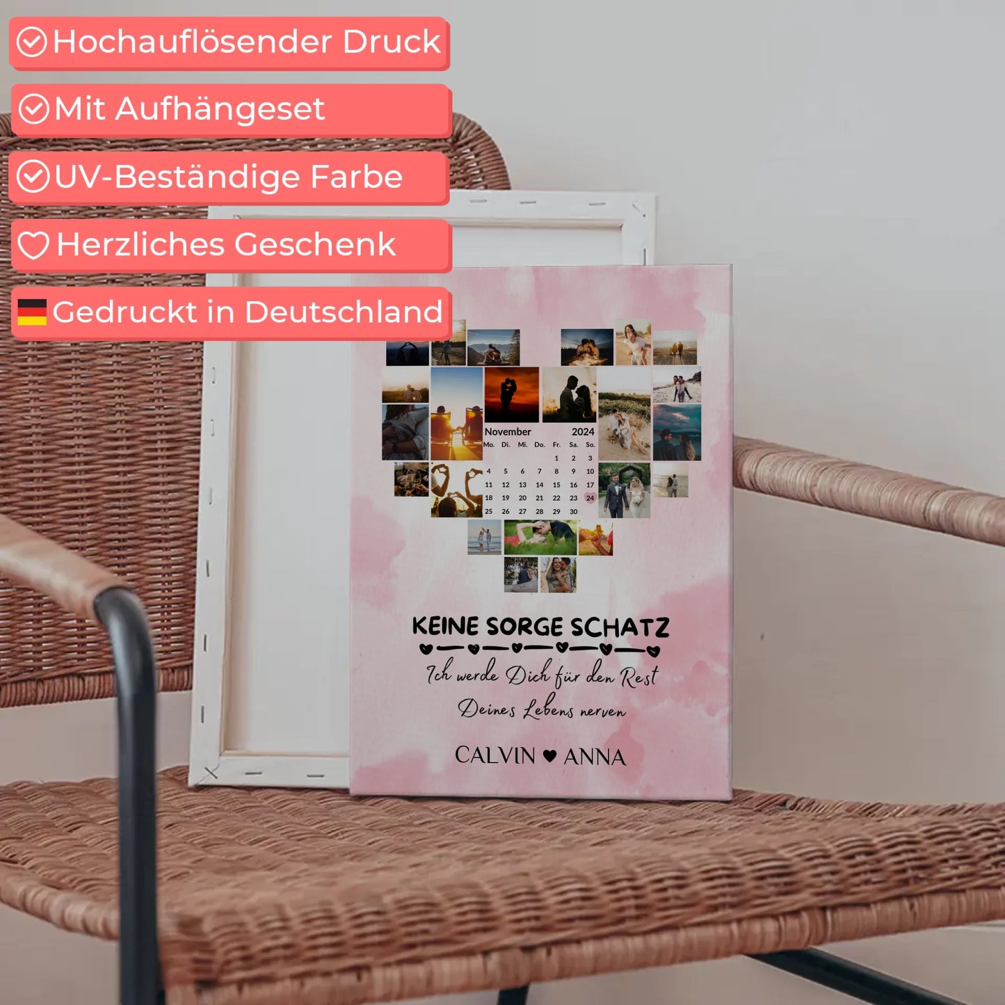 Leinwand Liebe Fotocollage Keine Sorge Schatz Ewig Nerven