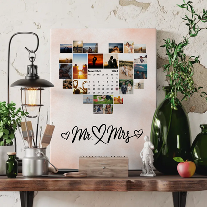 Personalisierte PaarFotoleinwand Fotocollage Mr & Mrs Geschenk