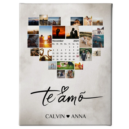 Personalisierte Fotoleinwand Fotocollage Te Amo Geschenk Ideen