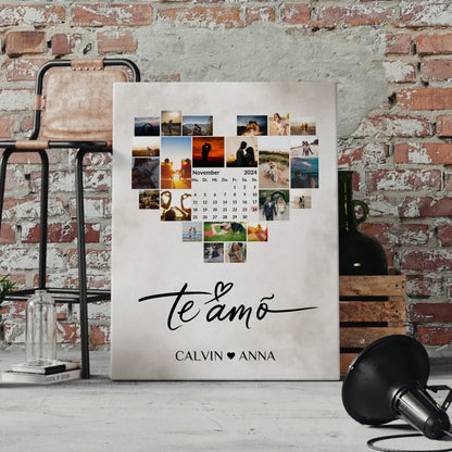 Personalisierte Fotoleinwand Fotocollage Te Amo Geschenk Ideen