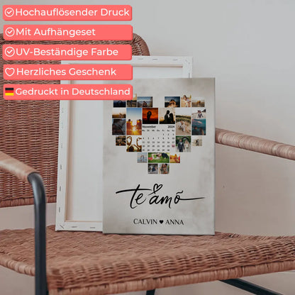 Personalisierte Fotoleinwand Fotocollage Te Amo Geschenk Ideen