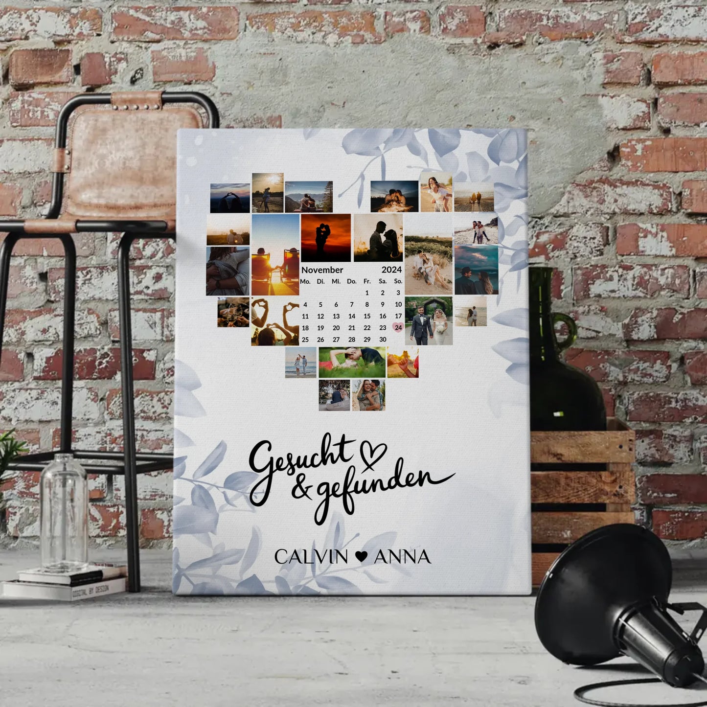 Personalisierte Fotoleinwand Liebe Fotocollage Gesucht Gefunden