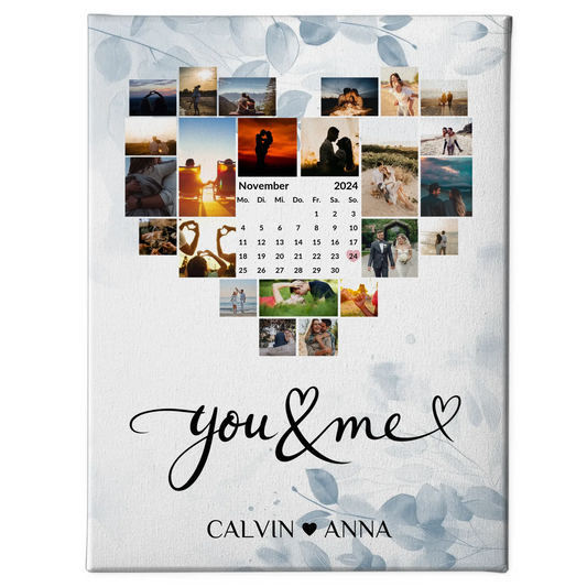 Valentinstag Leinwand Fotocollage You & Me Geschenkideen
