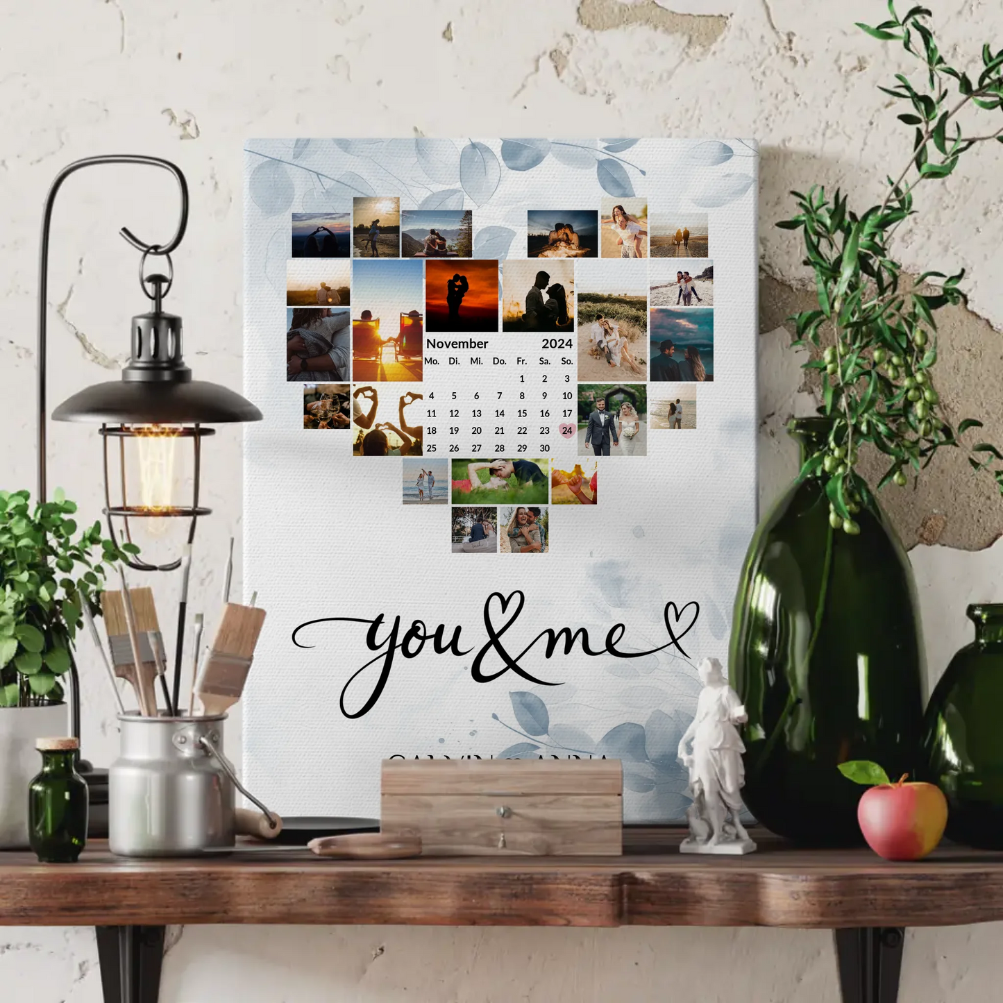 Valentinstag Leinwand Fotocollage You & Me Geschenkideen