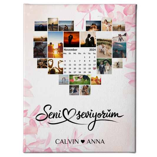 Paar Fotoleinwand Fotocollage Seni Seviyorum Geschenkidee Freundin