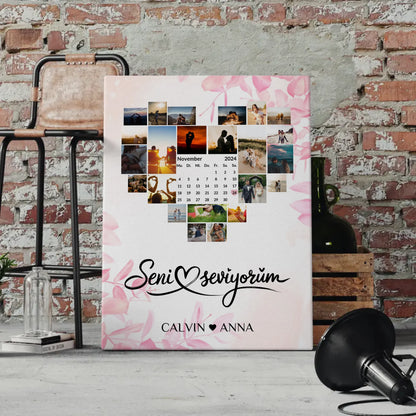 Paar Fotoleinwand Fotocollage Seni Seviyorum Geschenkidee Freundin