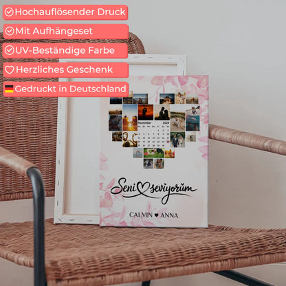 Paar Fotoleinwand Fotocollage Seni Seviyorum Geschenkidee Freundin