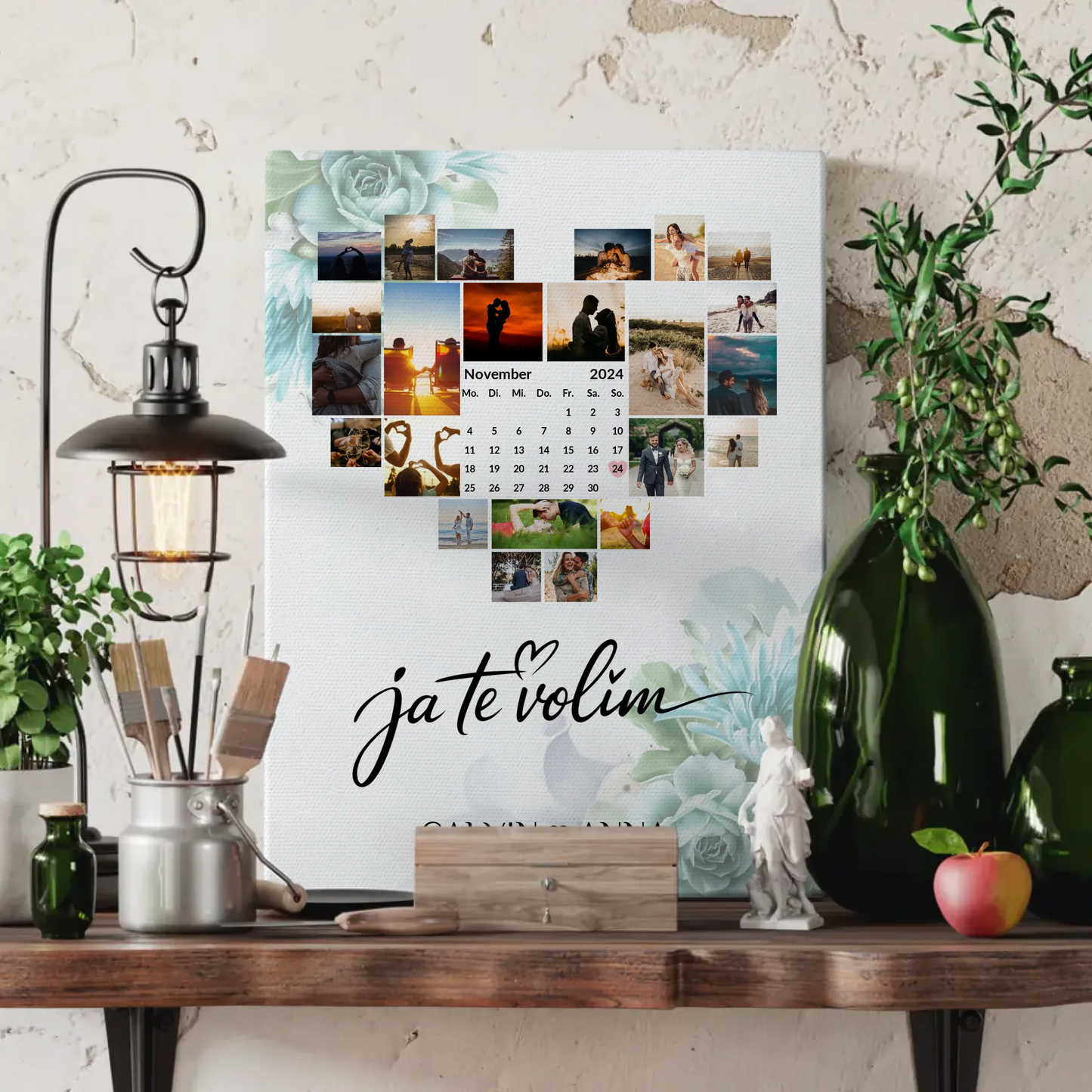 Paar Fotoleinwand Personalisiert Fotocollage Ja Te Volim