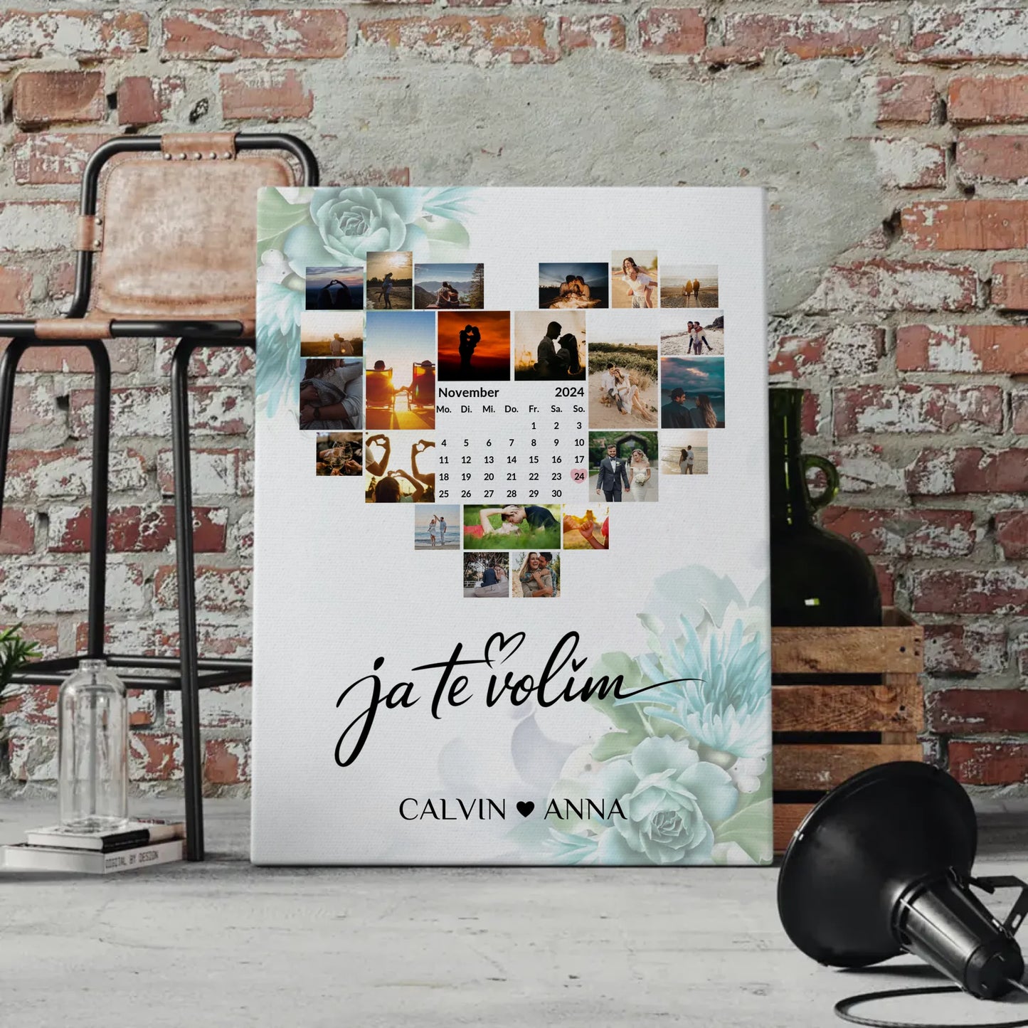 Paar Fotoleinwand Personalisiert Fotocollage Ja Te Volim