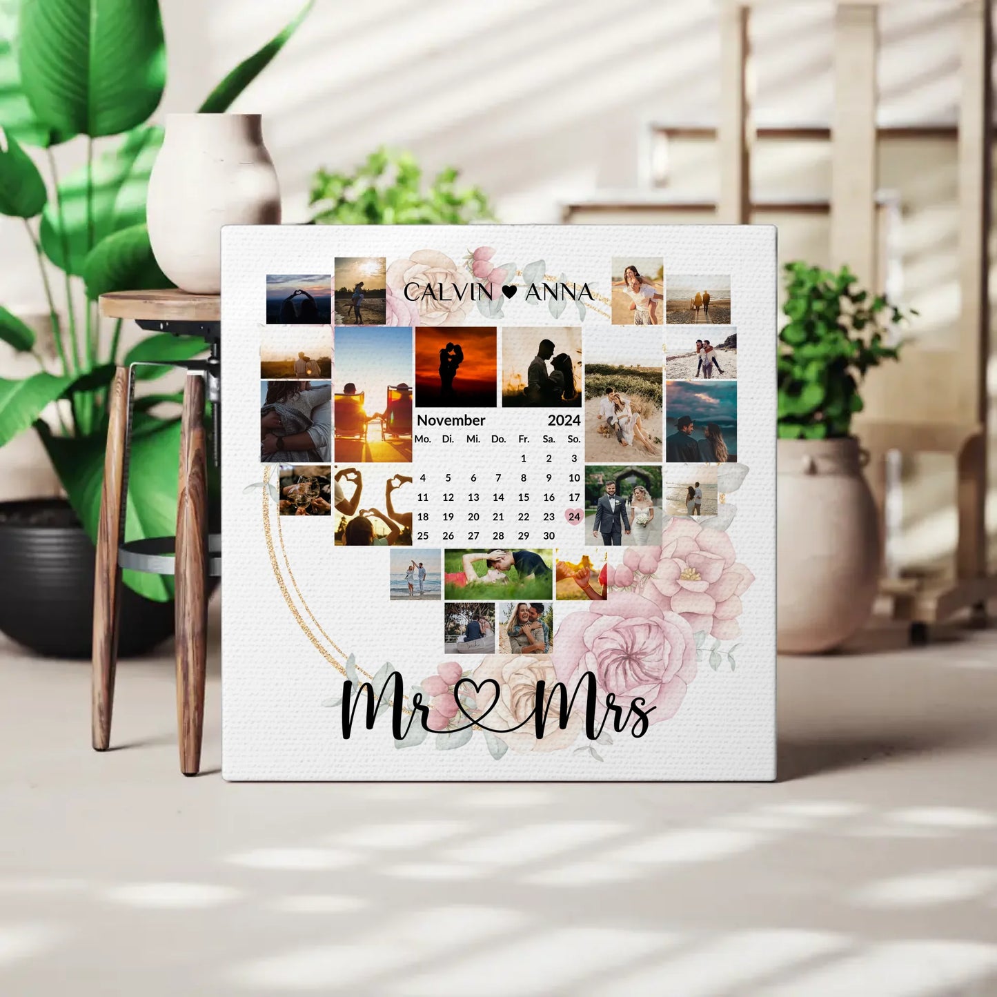 Leinwand Für Paare Fotocollage Mr & Mrs Persönliches Geschenk