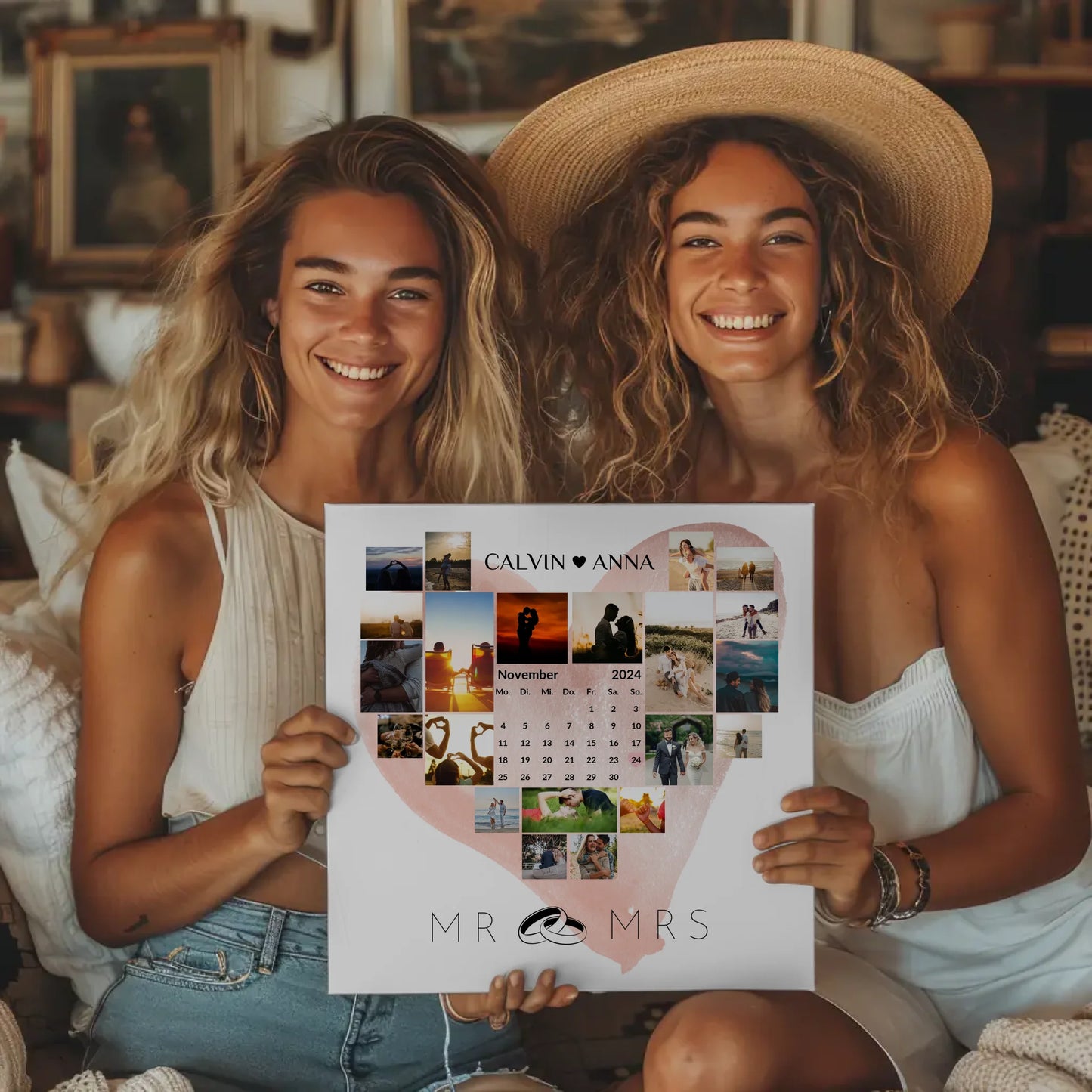 Personalisierte Fotoleinwand Liebe Fotocollage Mr & Mrs