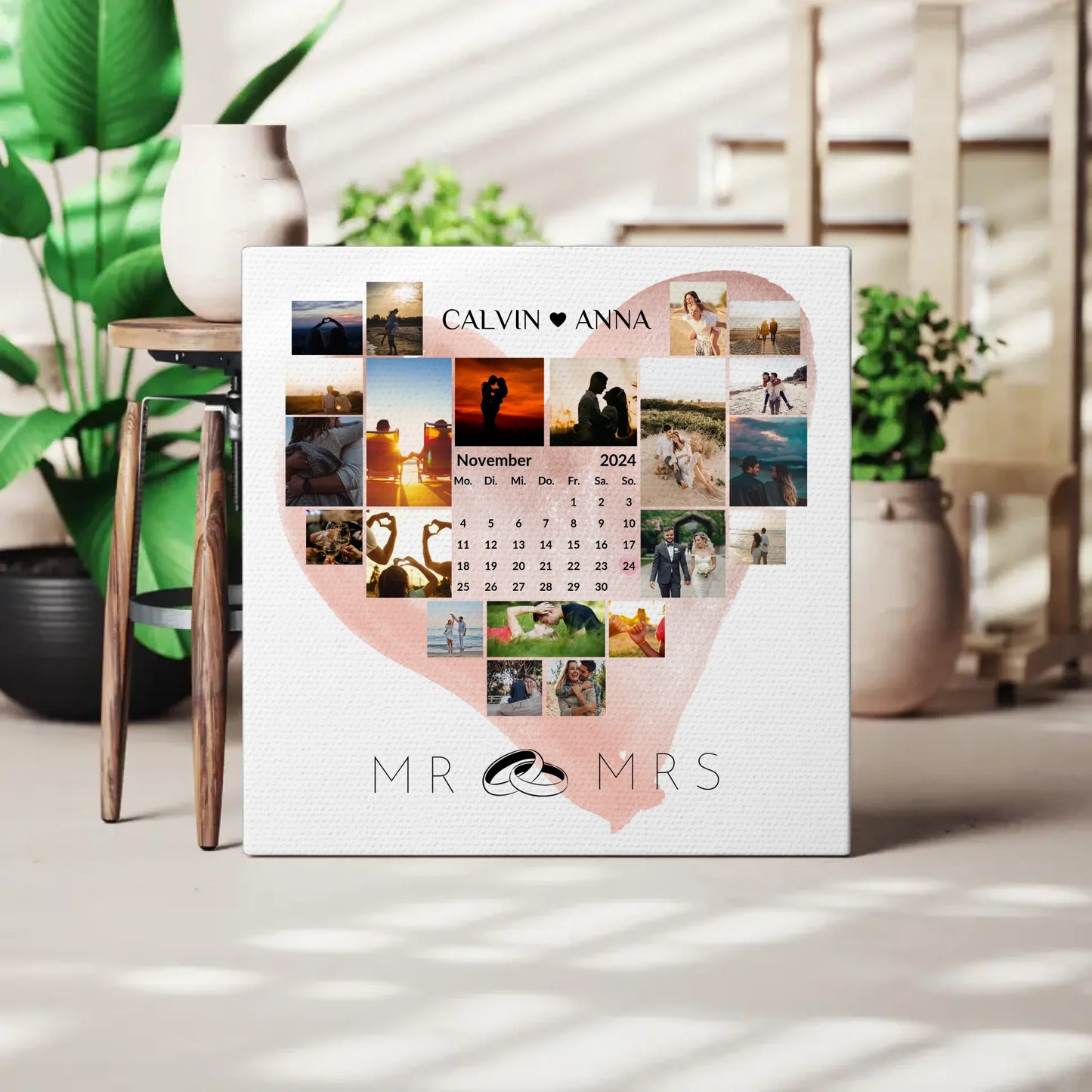 Personalisierte Fotoleinwand Liebe Fotocollage Mr & Mrs