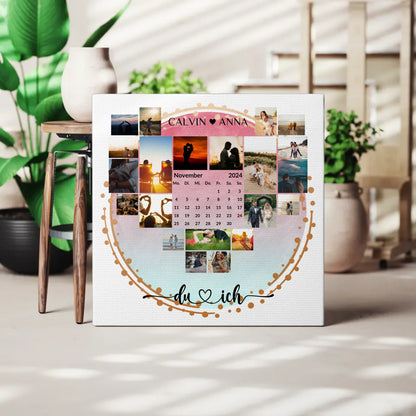 Leinwand personalisiert Fotocollage Du & Ich für Liebende