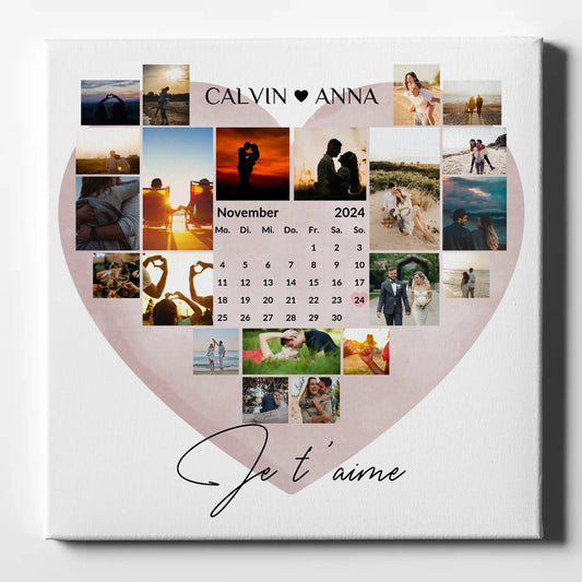 Personalisierte Fotoleinwand Fotocollage Je T Aime Kunstwerk