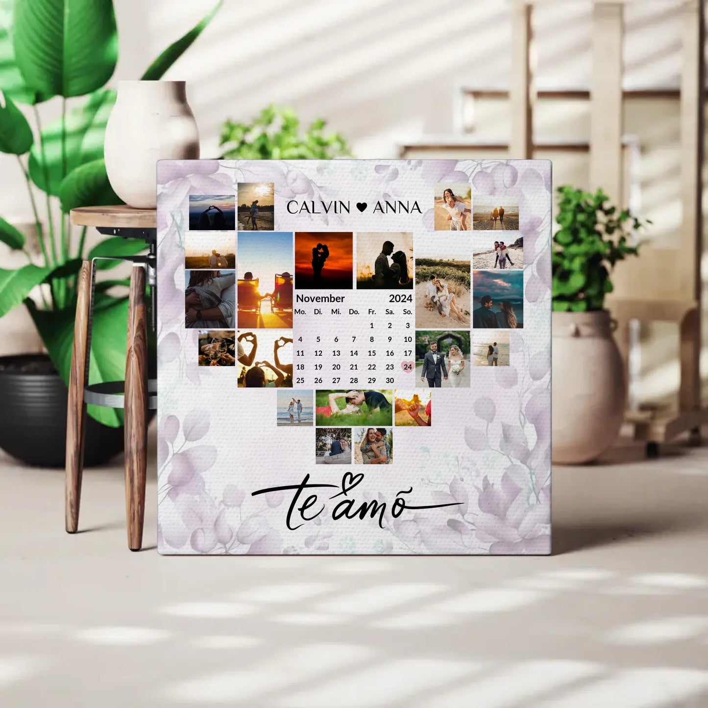 Paar Fotoleinwand Fotocollage Te Amo personalisierte Geschenke