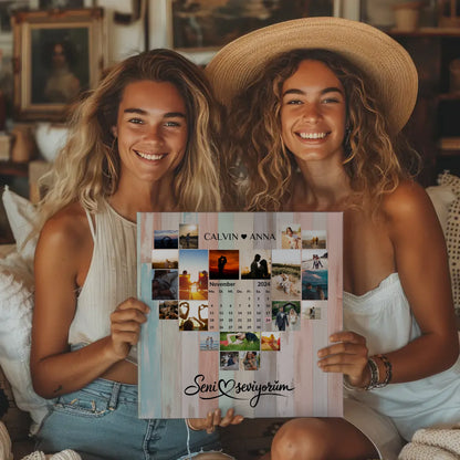 Leinwand Personalisiert Fotocollage Seni Seviyorum Geschenk