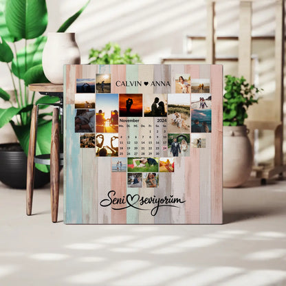 Leinwand Personalisiert Fotocollage Seni Seviyorum Geschenk