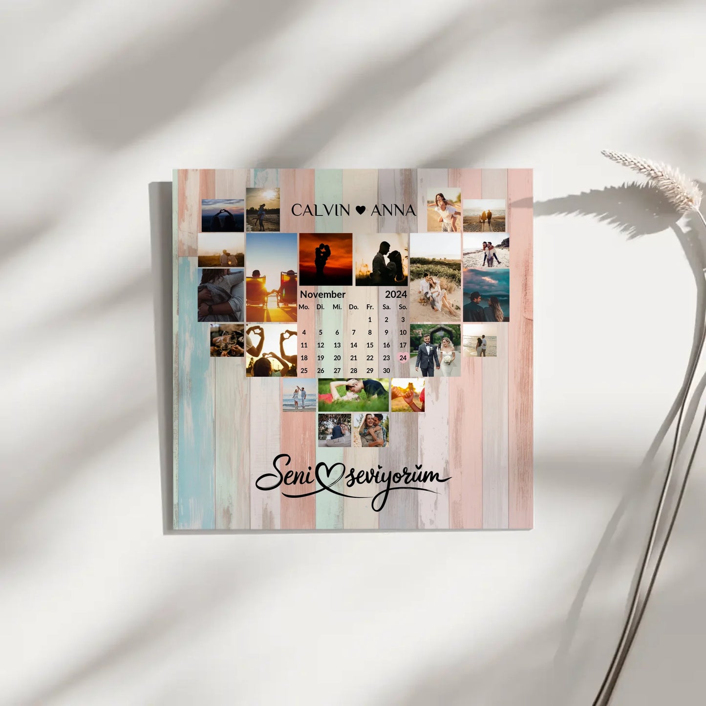 Leinwand Personalisiert Fotocollage Seni Seviyorum Geschenk