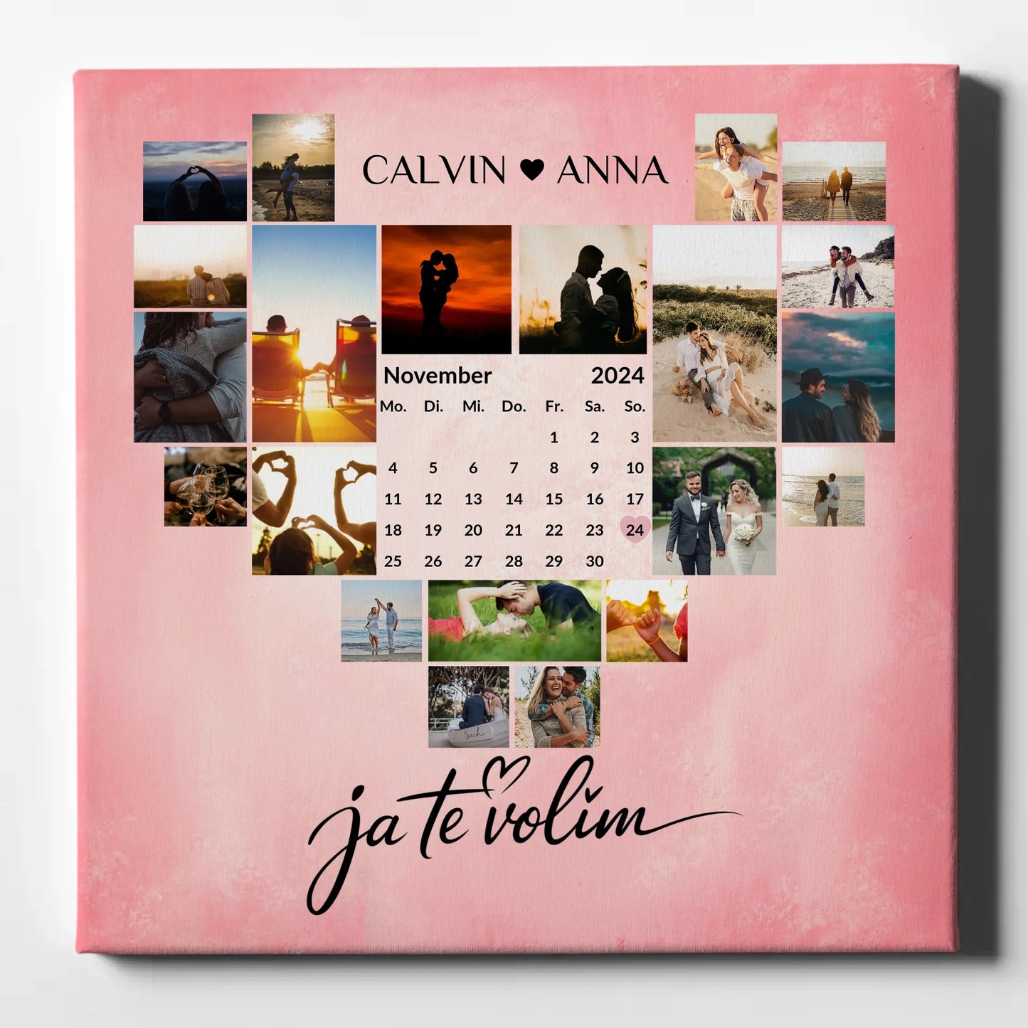 Personalisierte Fotoleinwand Paare Fotocollage Ja Te Volim