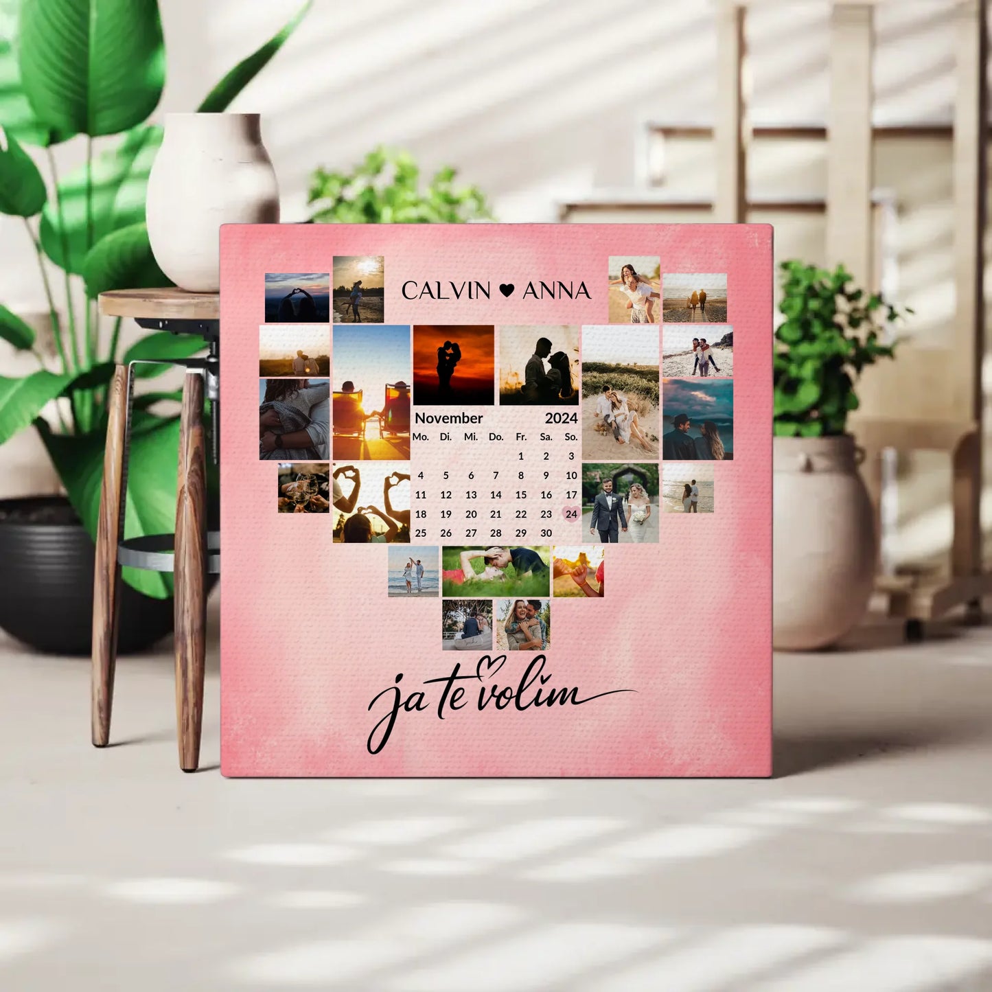 Personalisierte Fotoleinwand Paare Fotocollage Ja Te Volim