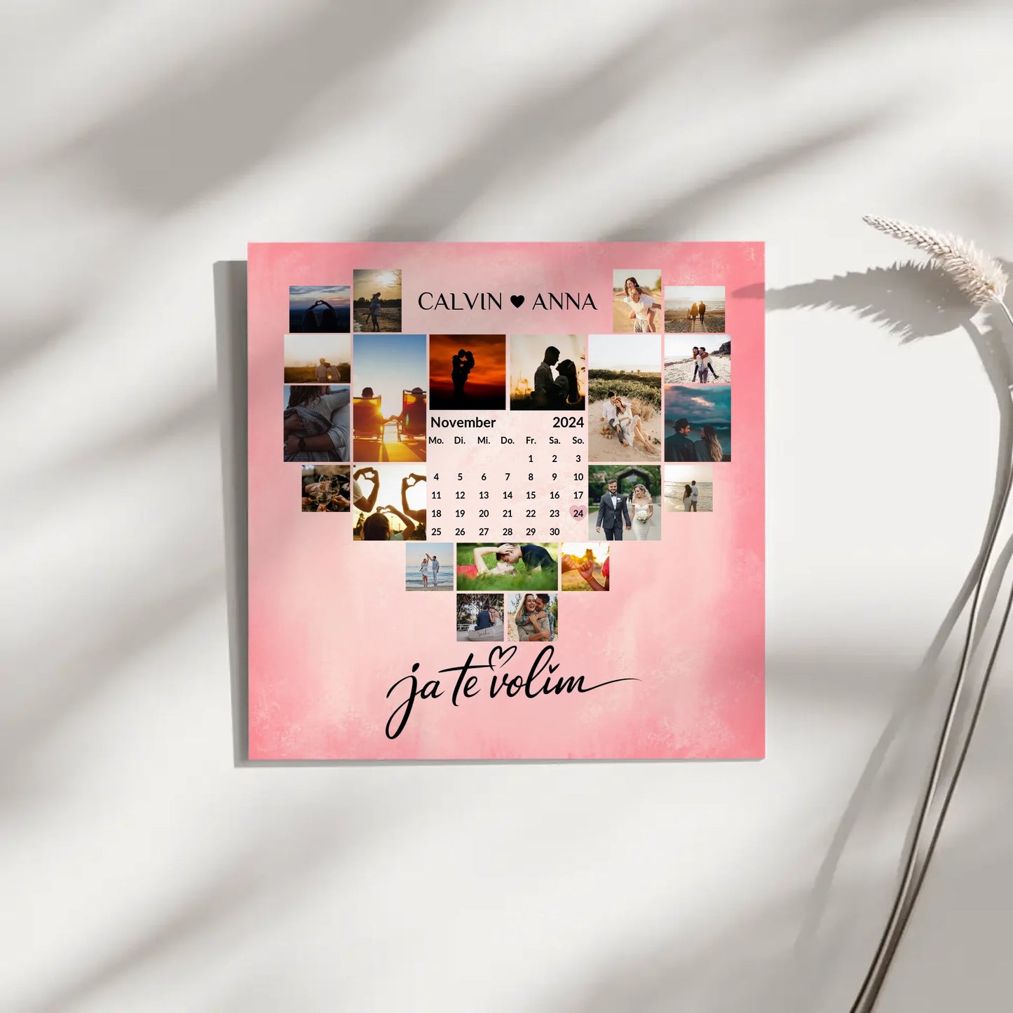 Personalisierte Fotoleinwand Paare Fotocollage Ja Te Volim